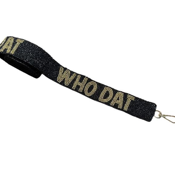 Who Dat Bag Strap l Black & Gold Bag Strap l Game Day Bag Strap l Gift for Her - Picture 1 of 4